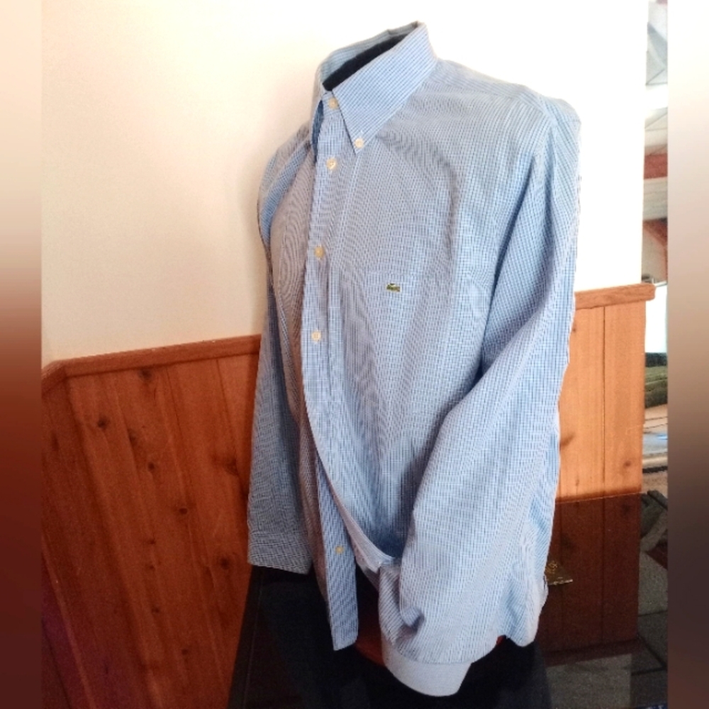 Lacoste Men's Blue Checkered Shirt